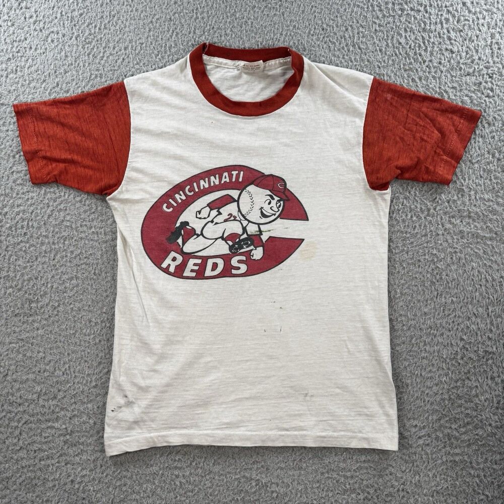 Vintage 70s Cincinnati Reds Youth Large Varsity House T Shirt Rare MLB